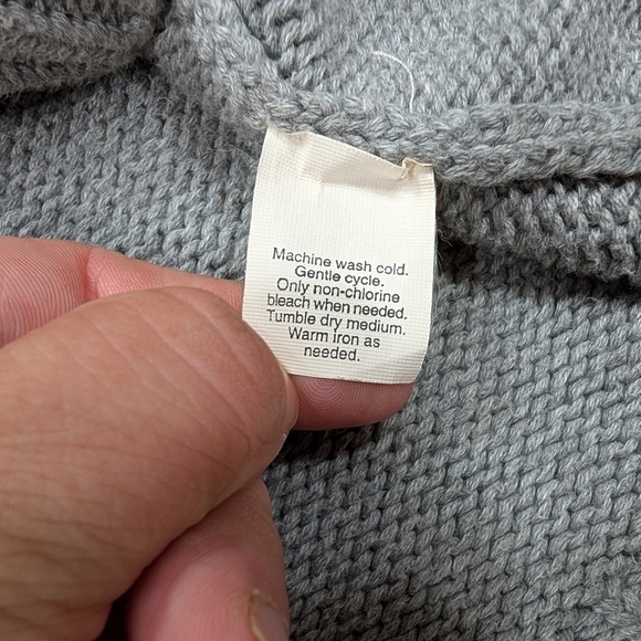 Vintage J. Crew Sweater Mens XL Gray Cotton Heavy Knit Boat Neck Fisherman - Picture 6 of 8